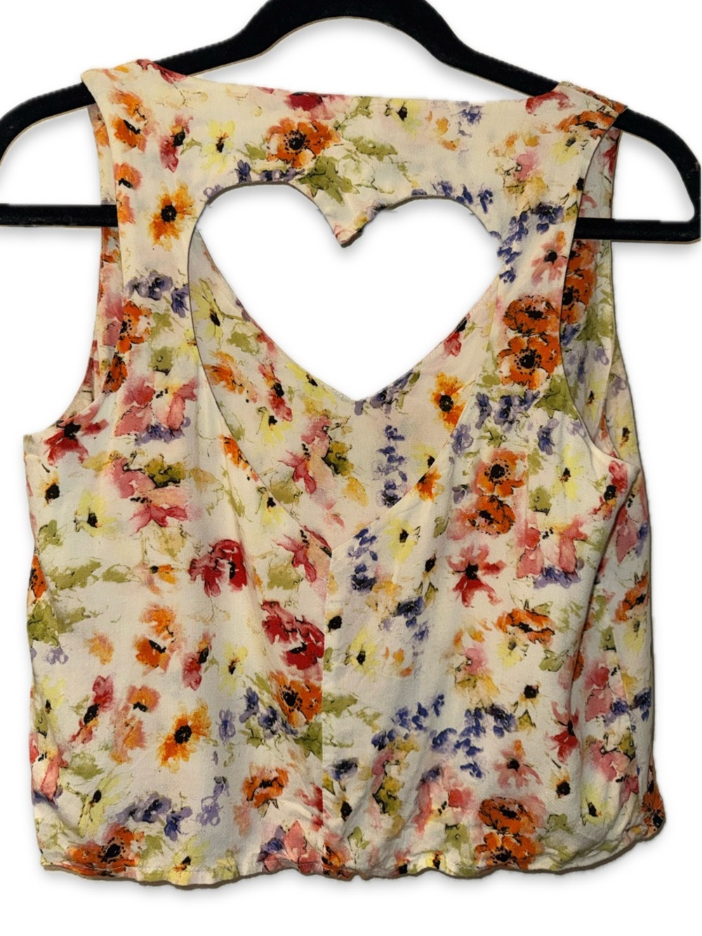 LA HEARTS FLORAL V-NECK TANK WITH OPEN HEART BACK - Picture 2 of 3